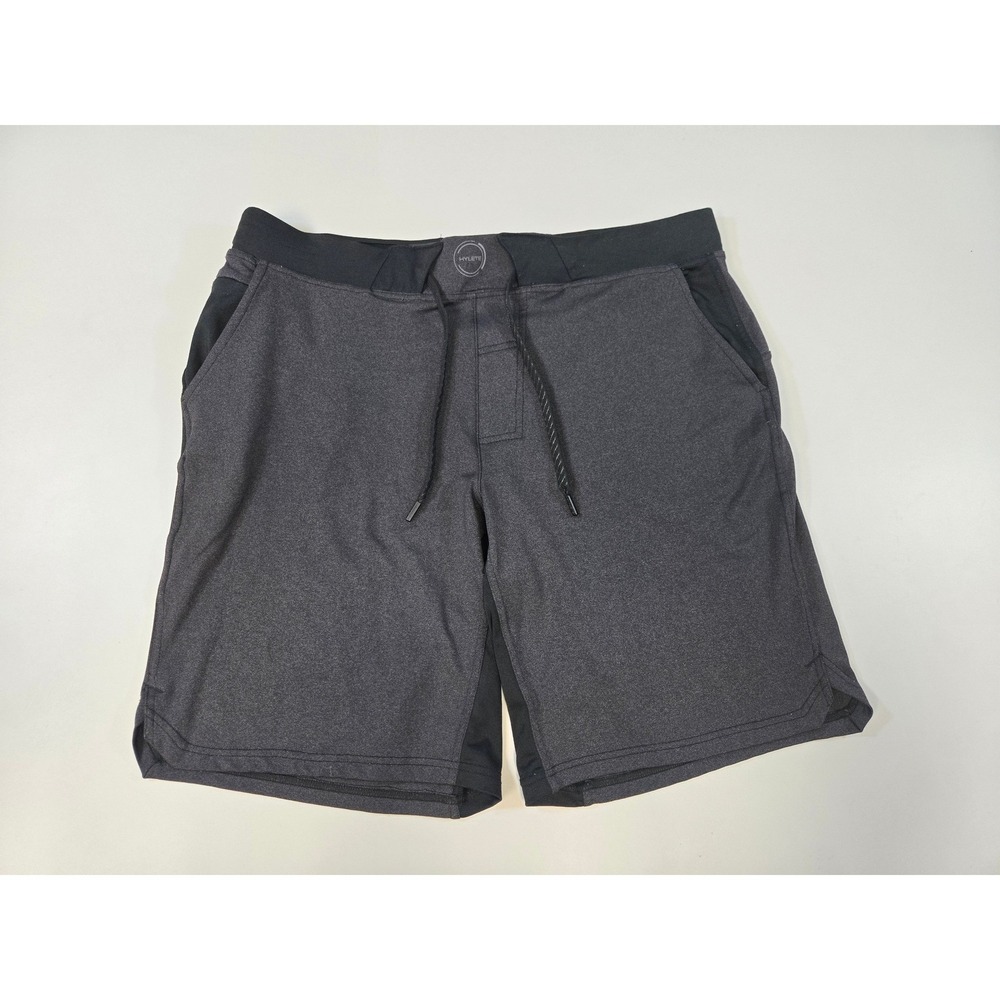 Hylete Mens Training Shorts Large Above Knee Gray Black Athletic Gym Workout
